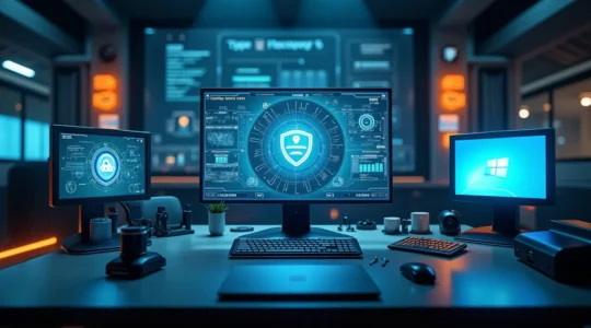 Concept d'un cockpit numérique moderne avec interfaces de différents systèmes d'exploitation et utilitaires essentiels