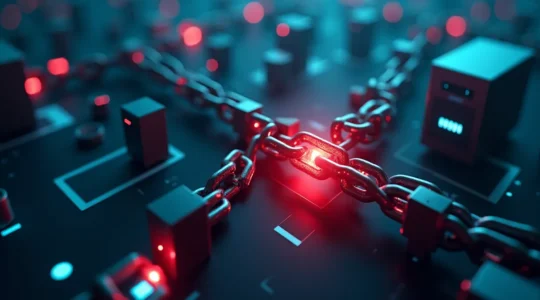 Illustration d'un réseau informatique d'entreprise avec un appareil défaillant mettant en danger l'ensemble de l'infrastructure