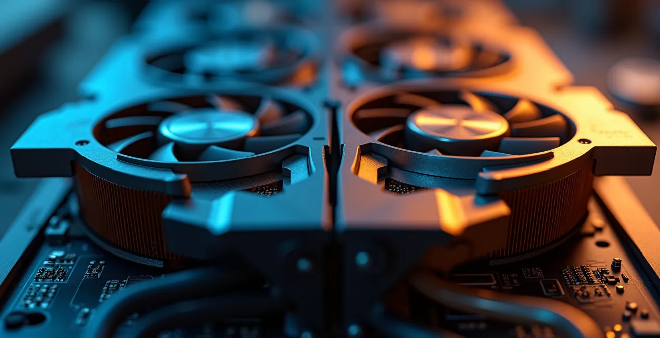 Comparaison visuelle entre carte graphique GeForce et Quadro dans un environnement de travail