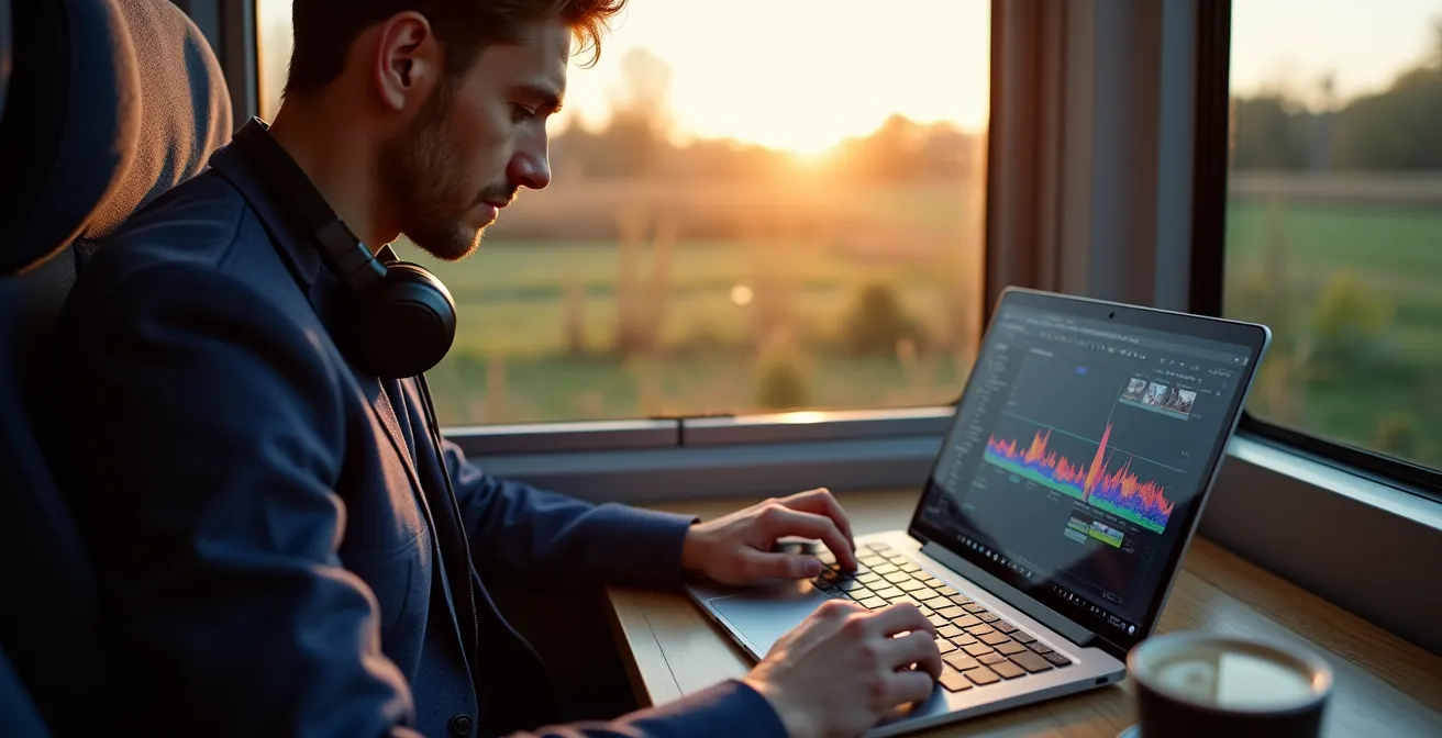 Workflow de montage vidéo avec proxys sur ordinateur portable professionnel