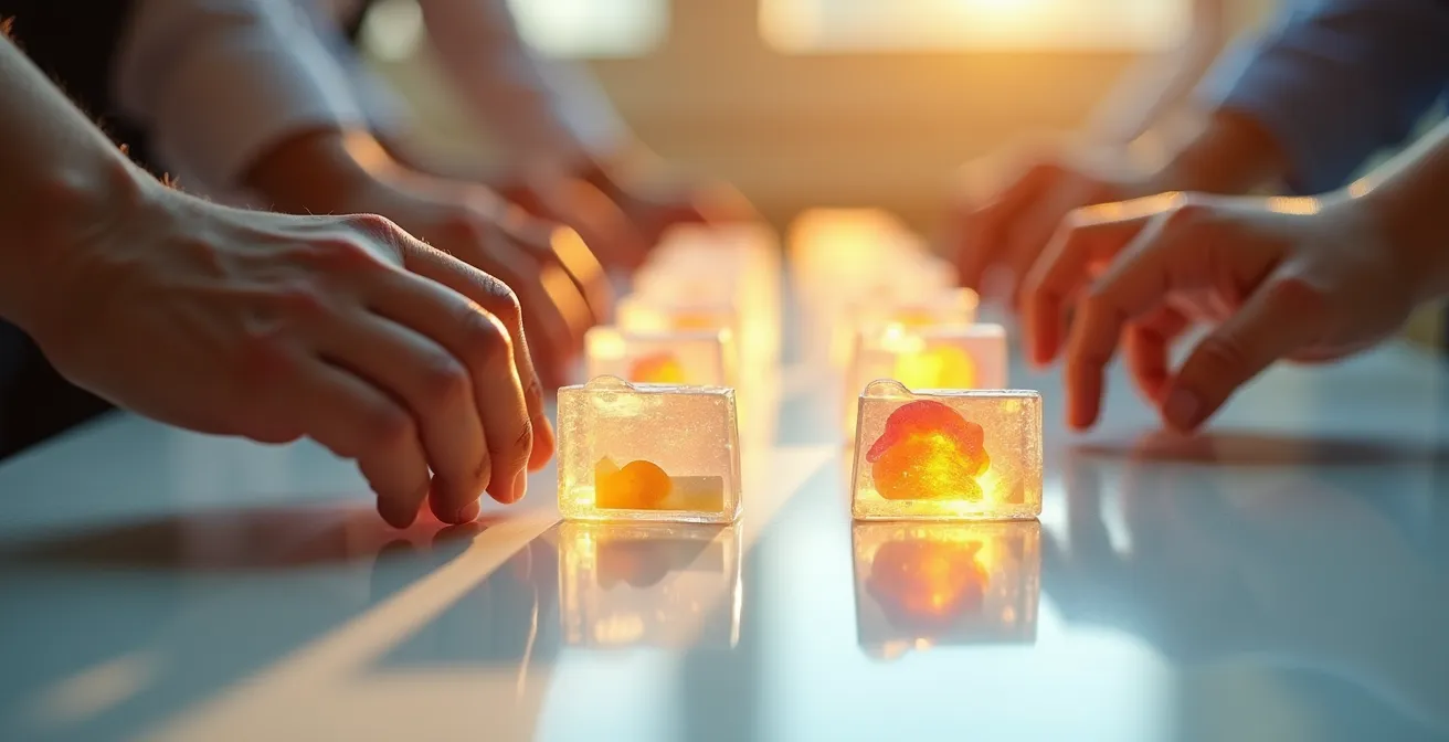 Espace de travail numérique organisé avec système de classement visuel